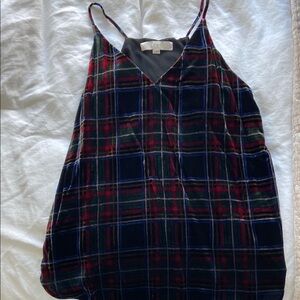 Loft Plaid Velvet Cami Top